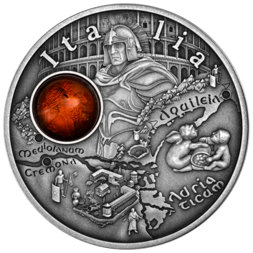 1 $, Italia, Seria: Szlak Bursztynowy, Srebrna moneta