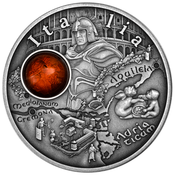 1 $, Italia, Seria: Szlak Bursztynowy, Srebrna moneta