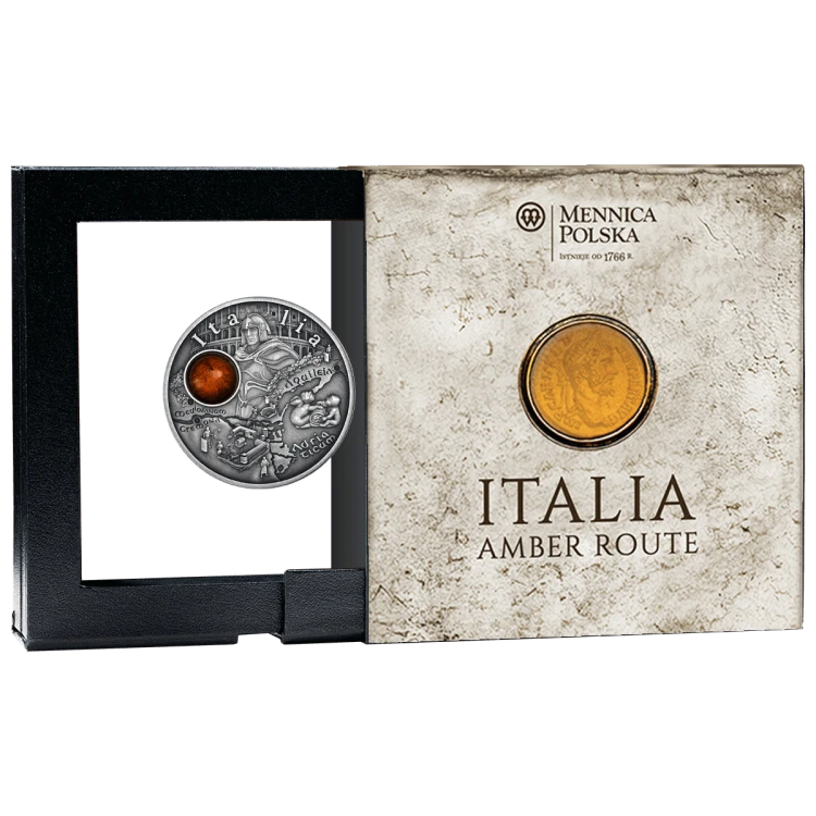 1 $, Italia, Seria: Szlak Bursztynowy, Srebrna moneta
