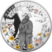 Srebrna moneta 1$ Rocznica ślubu rewers