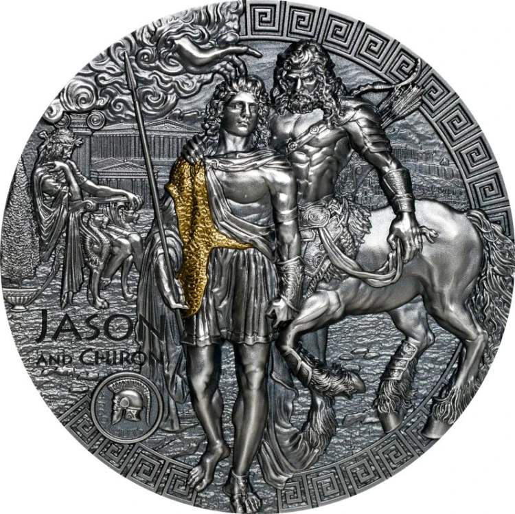 Srebrna moneta 5$ Jazon i Chiron, Seria: Argonauci rewers
