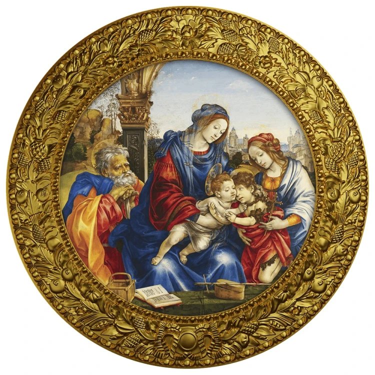 Srebrna moneta 500 CFA Filippino Lippi, Święta Rodzina z Janem Chrzcicielem i świętą Małgorzatą