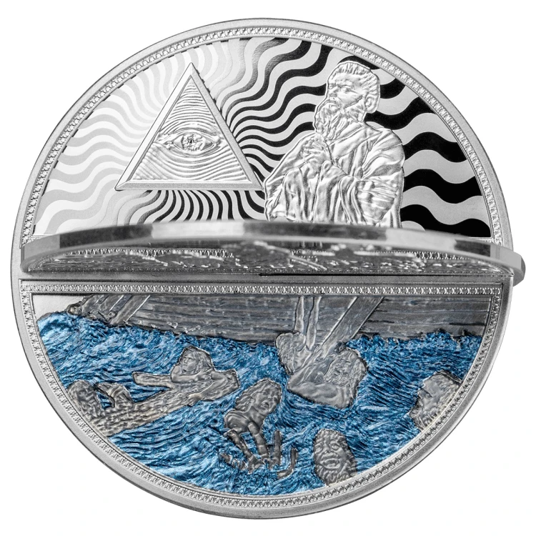 Srebrna moneta 3D 5 $ Arka Noego spód