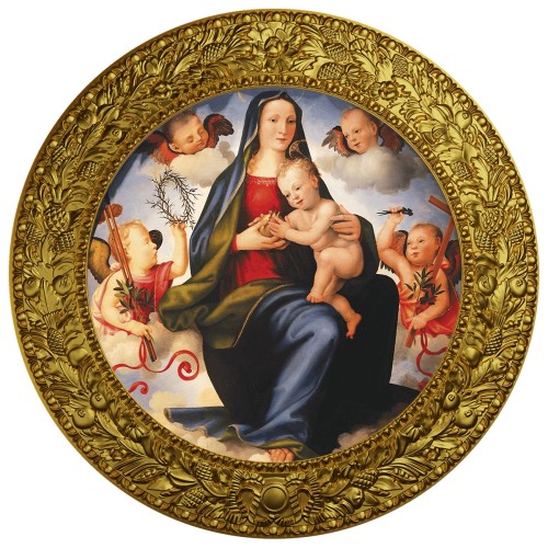 Srebrna moneta 500 CFA Mariotto Albertinelli, Madonna z Dzieciątkiem na tronie w chmurach