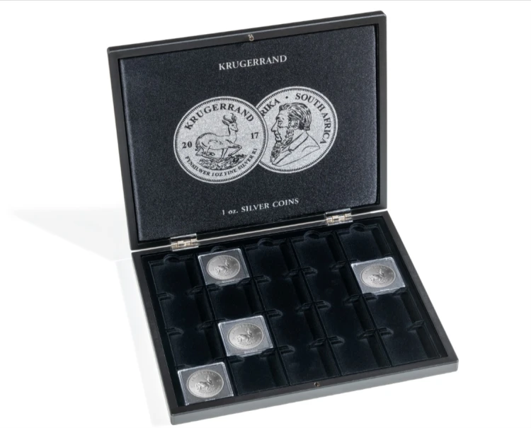Etui Volterra Leuchtturm na srebrne monety Krugerrand w kapslach Quadrum