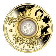 Srebrna moneta 500 CFA Czterolistna koniczynka Lucky Seven awers
