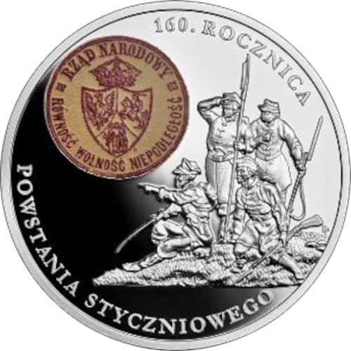 Srebrna moneta NBP 20 zł 160. rocznica Powstania Styczniowego rewers