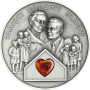 Srebrna moneta kolekcjonerska 50 zł Pamięci rodziny Ulmów rewers