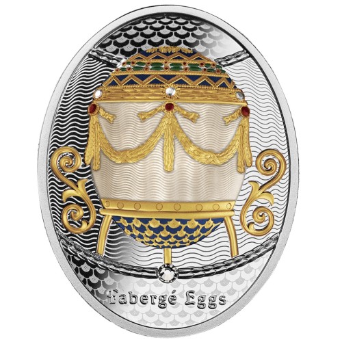 Srebrna moneta 1$ Jajo z girlandami. Seria: Jaja Faberge rewers