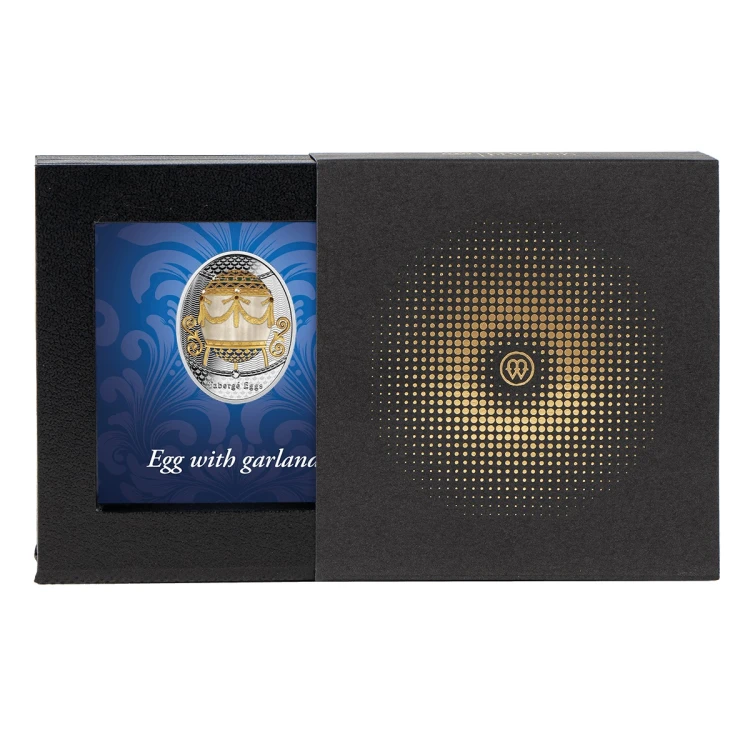 Srebrna moneta 1$ Jajo z girlandami. Seria: Jaja Faberge ramka