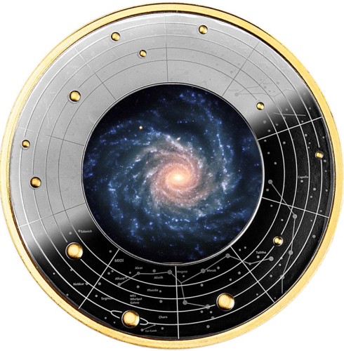 Srebrna moneta 500 CFA Galaktyka spiralna NGC 1232