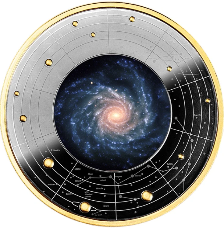 Srebrna moneta 500 CFA Galaktyka spiralna NGC 1232