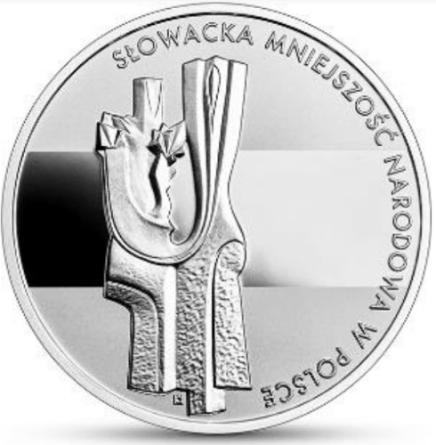 Srebrna moneta 10 zł Słowacka mniejszość narodowa w Polsce rewers