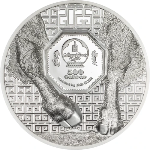 500 Togrog, Bizon - Dzika Mongolia, Srebrna moneta