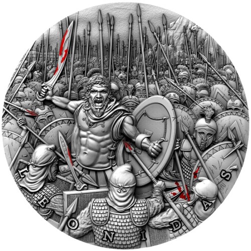Srebrna moneta 5$ Leonidas, Seria: Wielcy dowódcy rewers