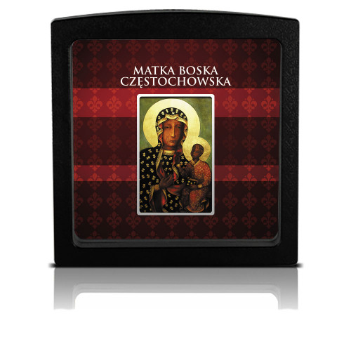 Srebrna sztabka Matka Boska Częstochowska ramka