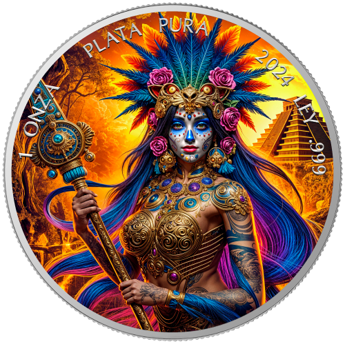 1 onza, Dia de los Muertos – Starożytny wojownik, Srebrna moneta