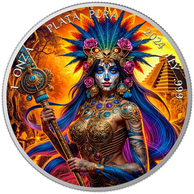 1 onza, Dia de los Muertos – Starożytny wojownik, Srebrna moneta