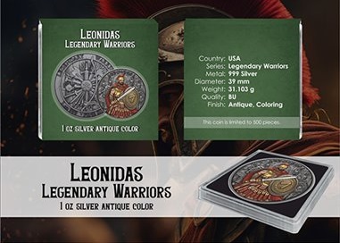 1 uncja, Leonidas, Seria: Legendarni Wojownicy, Srebrna moneta