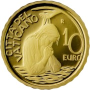 Złota moneta 10€ Sakrament Chrztu Watykan 2023