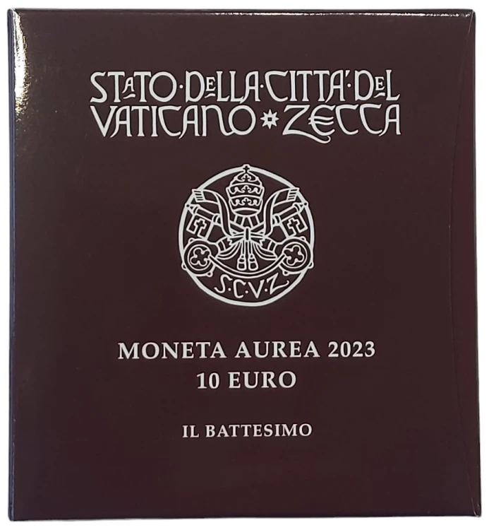 Złota moneta 10€ Sakrament Chrztu Watykan 2023