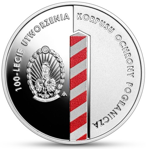 Srebrna moneta kolekcjonerska 100-lecie utworzenia Korpusu Ochrony Pogranicza