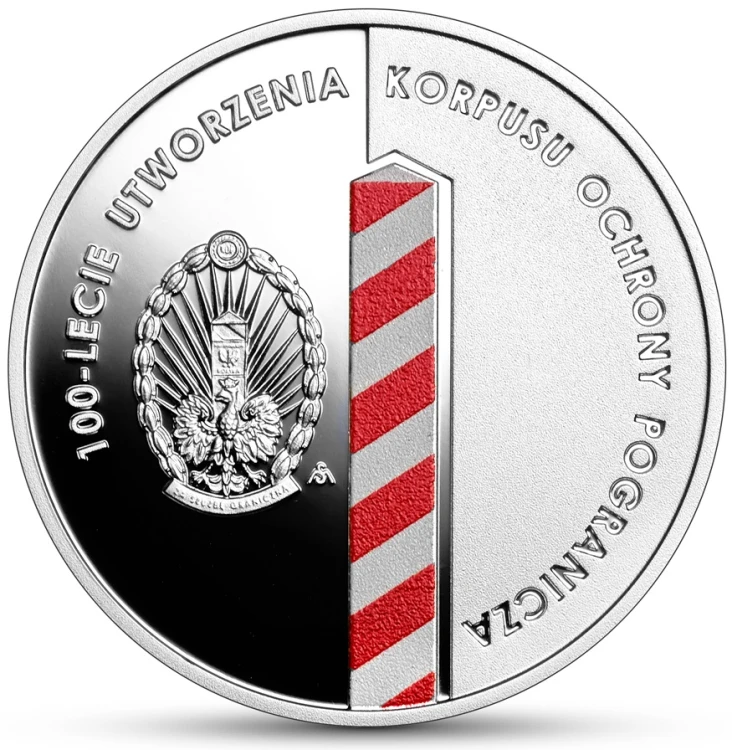 Srebrna moneta kolekcjonerska 100-lecie utworzenia Korpusu Ochrony Pogranicza