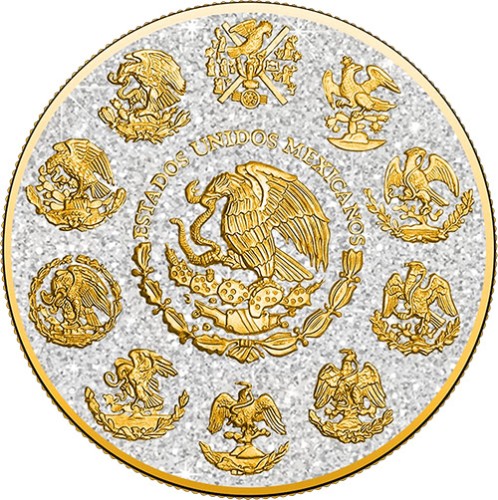 1 uncja, Red & white diamond dust Mexico Libertad, Srebrna moneta