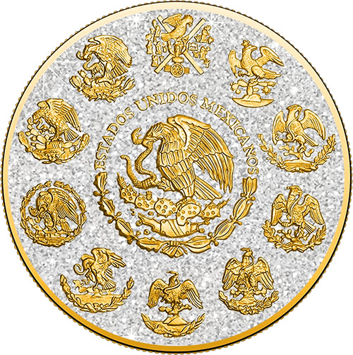 1 uncja, Red & white diamond dust Mexico Libertad, Srebrna moneta