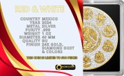 1 uncja, Red & white diamond dust Mexico Libertad, Srebrna moneta