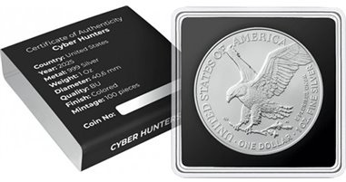 1 $, Aligator, Seria: Cyber łowcy, Srebrna moneta