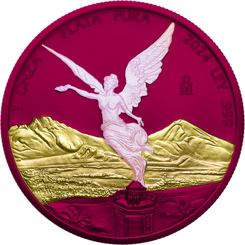 1 uncja, Space Pink Opal Mexico Libertad, Srebrna moneta uszlachetniona