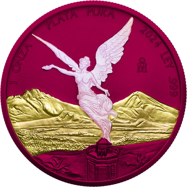 1 uncja, Space Pink Opal Mexico Libertad, Srebrna moneta uszlachetniona