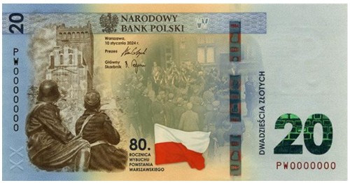 Banknot kolekcjonerski 20 zł 80. rocznica wybuchu Powstania Warszawskiego