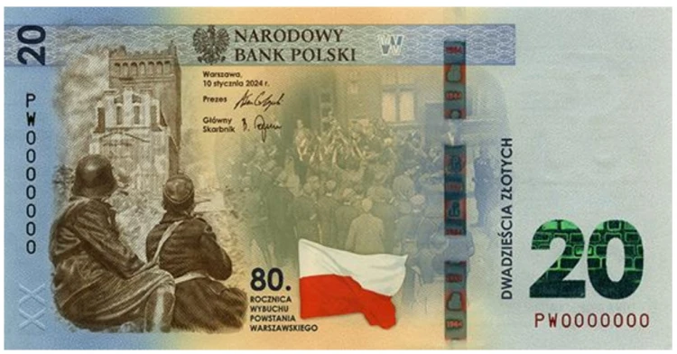 Banknot kolekcjonerski 20 zł 80. rocznica wybuchu Powstania Warszawskiego