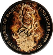 Srebrna moneta 5£ Koń Hanoweru rewers