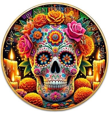 1 uncja, Dia De Los Muer1 uncja, Dia De Los Muertos, Mexico Libertad, Srebrna moneta uszlachetnionatos, Mexico Libertad, Srebrna moneta uszlachetniona