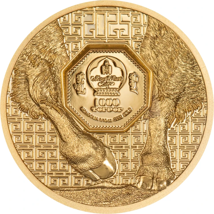 1/10 uncji, Bizon - Dzika Mongolia, Złota moneta, rewers