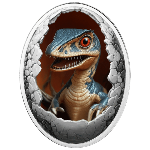 500 franków CFA, Welociraptor, Seria: Dinozaury, Srebrna moneta