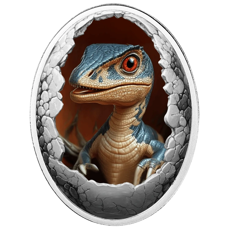 500 franków CFA, Welociraptor, Seria: Dinozaury, Srebrna moneta
