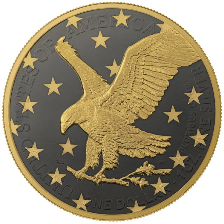 1$ Amerykański Orzeł Seria: Golden Ring rewers