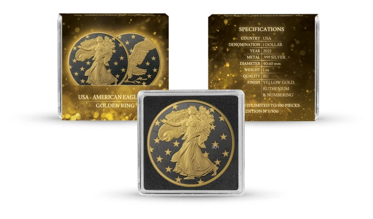 1$ Amerykański Orzeł Seria: Golden Ring etui