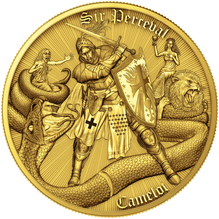 1 uncja, Sir Perceval – Camelot, Srebrna moneta pozłacana, 2026