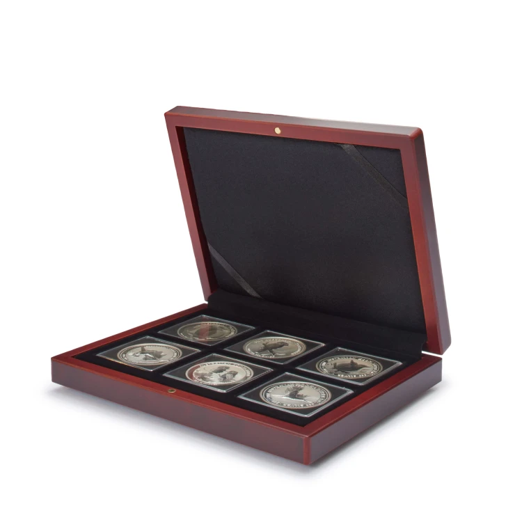 Mahoniowe etui Volterra na 6 monet w kapslu QUADRUM