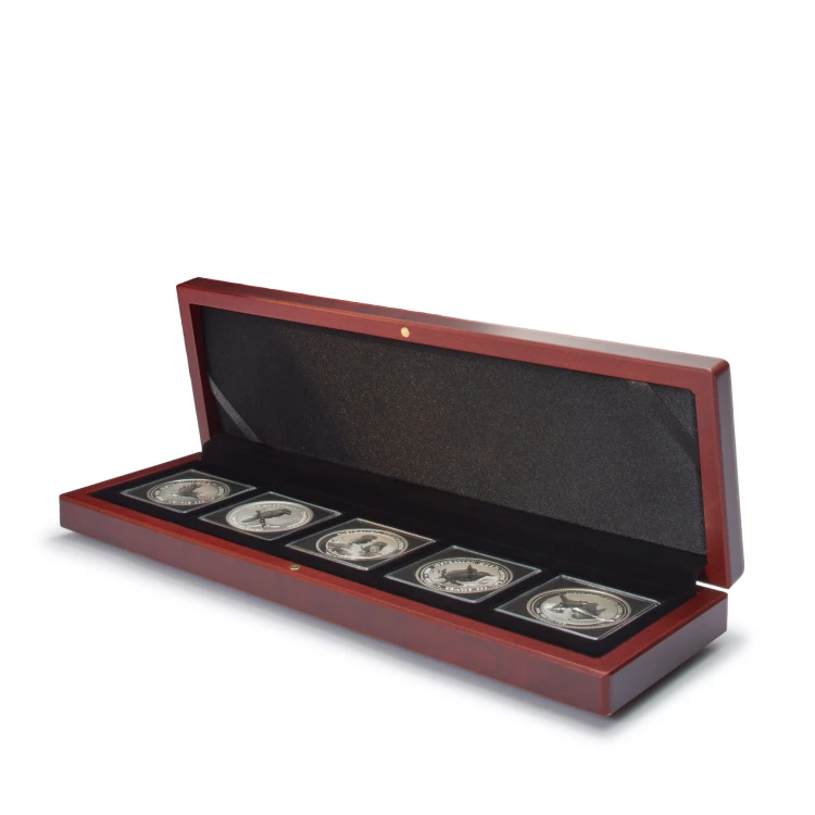 Mahoniowe etui Volterra na 5 monet w kapslu QUADRUM