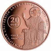 Miedziana moneta 20 € 250. rocznica powstania Papieskiego Uniwersytetu Laterańskiego, Watykan