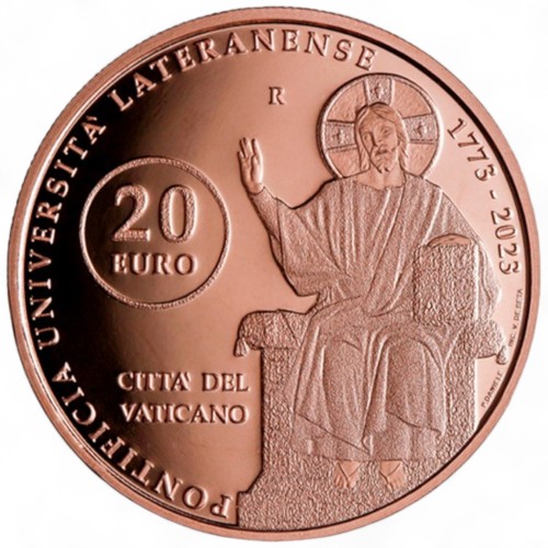 Miedziana moneta 20 € 250. rocznica powstania Papieskiego Uniwersytetu Laterańskiego, Watykan