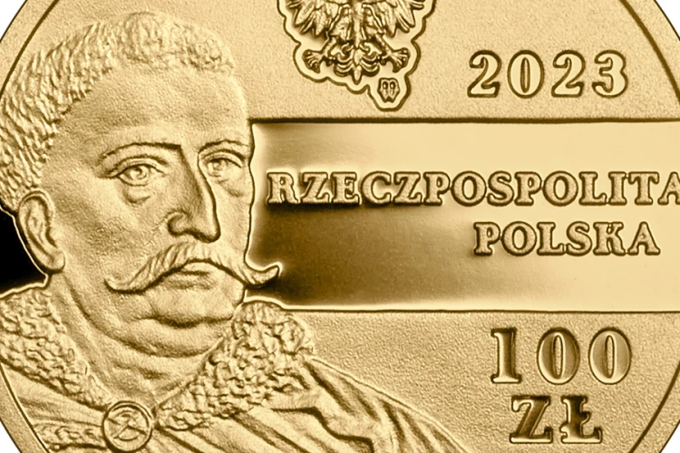 Złota moneta kolekcjonerska 100 zł Odsiecz wiedeńska 2023 detal