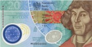 Banknot kolekcjonerski NBP 20 zł Mikołaj Kopernik 2023 strona przednia