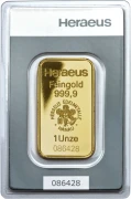 Sztabka złota 1 oz Heraeus
